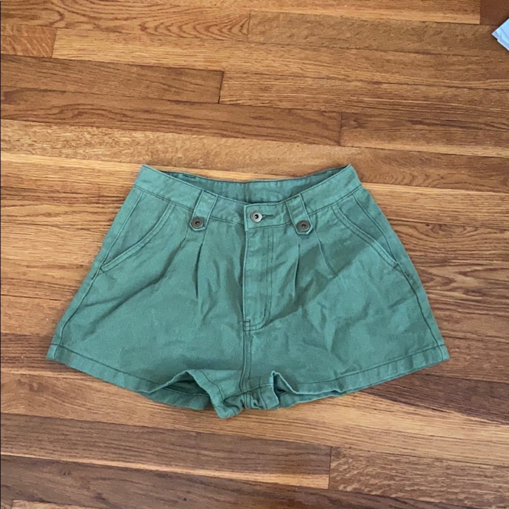 Green jean shorts